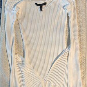 BCBG White Ribbed Knit Top